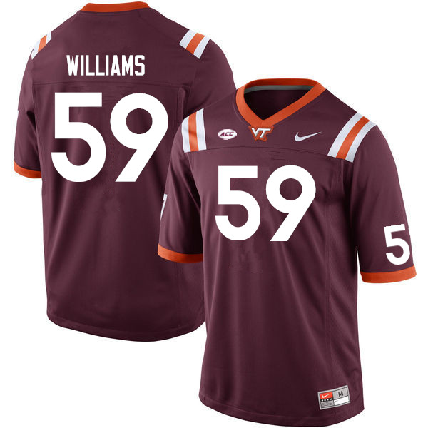 Men #59 Jordan Williams Virginia Tech Hokies College Football Jerseys Sale-Maroon